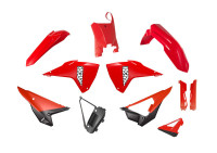 Kompletní sada plastů (vč. chráničů vidlic) REVOLUTION HONDA, RTECH (červená-černá) 
