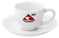 Hrnek na presso (90 ml) + podšálek, bílý s logem ACI 