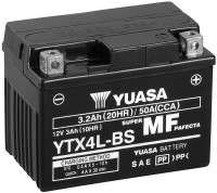 Motobaterie 12V, YTX4L-BS, 3,2Ah, 50A, bezúdržbová MF AGM 114x71x86, YUASA originál (vč. balení elektrolytu)