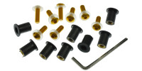 Inbusy pro plexi vč. matic M5 v pryžovém pouzdře a podložek, OXFORD (zlatý elox)