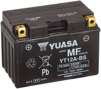 Motobaterie 12V, YT12A-BS, 10,5Ah, 175A, bezúdržbová MF AGM 150x87x105, YUASA originál (vč. balení elektrolytu) 