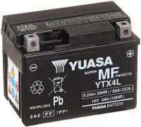 Motobaterie 12V, YTX4L, 3,2Ah, 50A, bezúdržbová MF AGM 114x71x86, YUASA originál (aktivovaná ve výrobě)