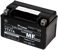 Motobaterie 12V, YTX7A, 6,3Ah, 105A, bezúdržbová SUPER MF AGM 150x87x93, YUASA originál (aktivovaná ve výrobě)
