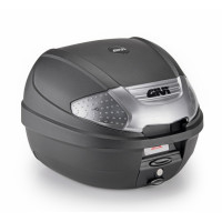 E300NT2B TECH kufr GIVI černý, stříbrné plexi, nové zavírání (Monolock s plotnou), objem 30 ltr.