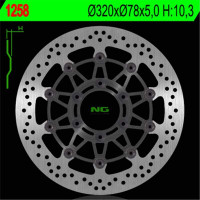 BRZDOVÝ KOTOUČ NG1258, PŘEDNÍ, TRIUMPH SPRINT ST/RS 955 98-04, SPEED TRIPLE 900/955 97-01 PLOVOUCÍ (320x78x5)