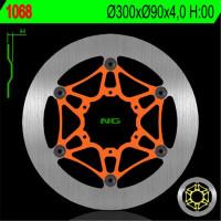 BRZDOVÝ KOTOUČ NG1068, PŘEDNÍ, APRILIA RS4 125 '12-'14, DERBI 80/125