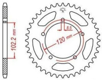 Ocelová rozeta pro sekundární řetězy typu 420, JT - Anglie (47 zubů)