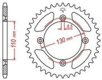 Ocelová rozeta pro sekundární řetězy typu 420, JT - Anglie (51 zubů)