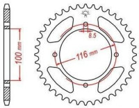Ocelová rozeta pro sekundární řetězy typu 420, JT - Anglie (48 zubů)