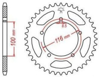 Ocelová rozeta pro sekundární řetězy typu 420, JT - Anglie (50 zubů)