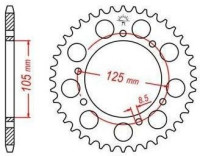 Ocelová rozeta pro sekundární řetězy typu 420, JT - Anglie (48 zubů)