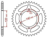 Ocelová rozeta pro sekundární řetězy typu 428, JT - Anglie (53 zubů)