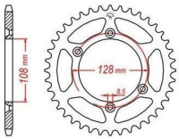 Ocelová rozeta pro sekundární řetězy typu 428, JT - Anglie (51 zubů)