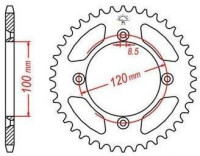 Ocelová rozeta pro sekundární řetězy typu 428, JT - Anglie (48 zubů)