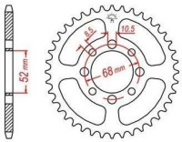 Ocelová rozeta pro sekundární řetězy typu 428, JT - Anglie (49 zubů)