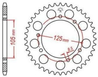 Ocelová rozeta pro sekundární řetězy typu 428, JT - Anglie (48 zubů)