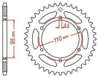 Ocelová rozeta pro sekundární řetězy typu 428, JT - Anglie (45 zubů)