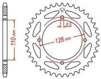 Ocelová rozeta pro sekundární řetězy typu 428, JT - Anglie (44 zubů)