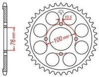 Ocelová rozeta pro sekundární řetězy typu 428, JT - Anglie (47 zubů)
