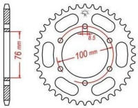 Ocelová rozeta pro sekundární řetězy typu 428, JT - Anglie (48 zubů)