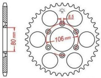Ocelová rozeta pro sekundární řetězy typu 520, JT - Anglie (45 zubů)
