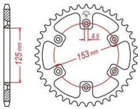 Ocelová rozeta pro sekundární řetězy typu 520, JT - Anglie (39 zubů)