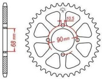 Ocelová rozeta pro sekundární řetězy typu 520, JT - Anglie (42 zubů)