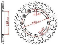 Ocelová rozeta pro sekundární řetězy typu 520, JT - Anglie (44 zubů)