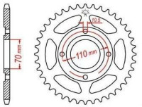 Ocelová rozeta pro sekundární řetězy typu 520, JT - Anglie (45 zubů)