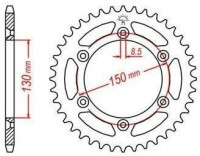 Ocelová rozeta pro sekundární řetězy typu 520, JT - Anglie (49 zubů)