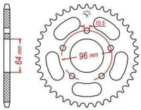 Ocelová rozeta pro sekundární řetězy typu 520, JT - Anglie (45 zubů)