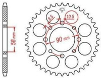 Ocelová rozeta pro sekundární řetězy typu 520, JT - Anglie (41 zubů)