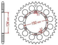 Ocelová rozeta pro sekundární řetězy typu 520, JT - Anglie (50 zubů)