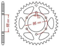 Ocelová rozeta pro sekundární řetězy typu 520, JT - Anglie (37 zubů)