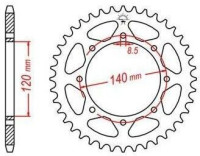 Ocelová rozeta pro sekundární řetězy typu 520, JT - Anglie (43 zubů)