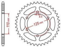 Ocelová rozeta pro sekundární řetězy typu 520, JT - Anglie (51 zubů)
