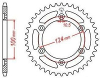 Ocelová rozeta pro sekundární řetězy typu 520, JT - Anglie (44 zubů)