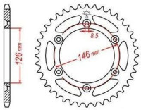 Ocelová rozeta pro sekundární řetězy typu 520, JT - Anglie (53 zubů)