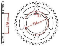 Ocelová rozeta pro sekundární řetězy typu 520, JT - Anglie (46 zubů)