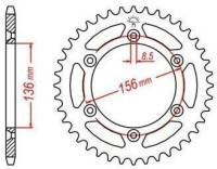 Ocelová rozeta pro sekundární řetězy typu 520, JT - Anglie (52 zubů)