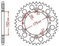 Ocelová rozeta pro sekundární řetězy typu 520, JT - Anglie (49 zubů)