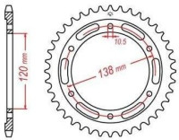 Ocelová rozeta pro sekundární řetězy typu 520 JT - Anglie (38 zubů)