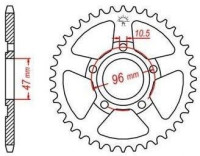 Ocelová rozeta pro sekundární řetězy typu 520, JT - Anglie (40 zubů)