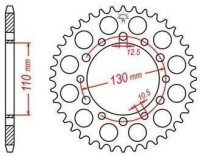 Ocelová rozeta pro sekundární řetězy typu 520, JT - Anglie (44 zubů)