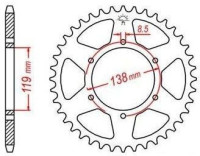 Ocelová rozeta pro sekundární řetězy typu 520, JT - Anglie (50 zubů)