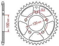 Ocelová rozeta pro sekundární řetězy typu 525, JT - Anglie (42 zubů)