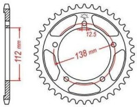 Ocelová rozeta pro sekundární řetězy typu 525, JT - Anglie (43 zubů)