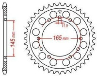 Ocelová rozeta pro sekundární řetězy typu 525, JT - Anglie (43 zubů)