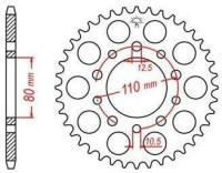 Ocelová rozeta pro sekundární řetězy typu 525, JT - Anglie (46 zubů)