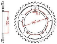 Ocelová rozeta pro sekundární řetězy typu 525, JT - Anglie (42 zubů)
